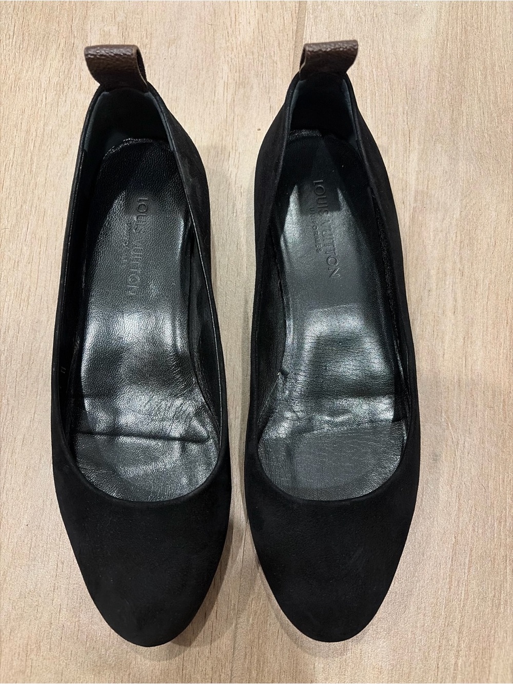 Louis Vuitton Black Suede Ballet Flats in